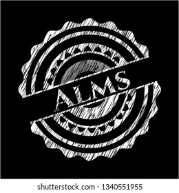 Alms on blackboard