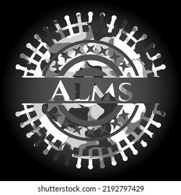 Alms on grey camouflaged texture 