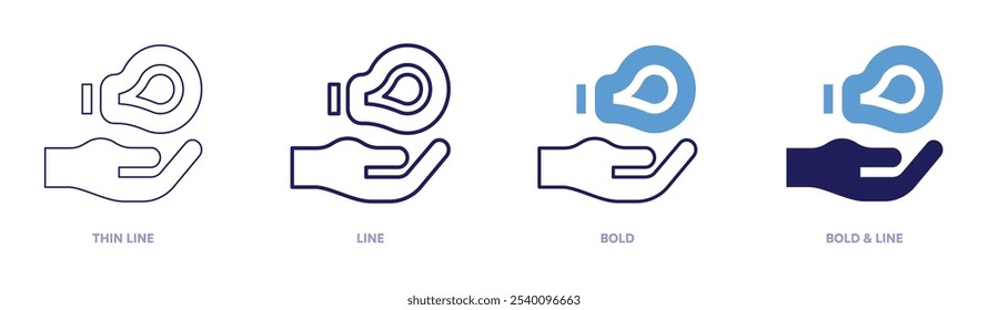 Almsgiving-Symbol in 4 verschiedenen Stilen. Dünne Linie, Linie, Fett und Fette Linie. Duotone-Stil. Bearbeitbarer Strich.