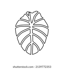 Alocasia leaf silhouette  elephant ear plant leaf  line art style illustration