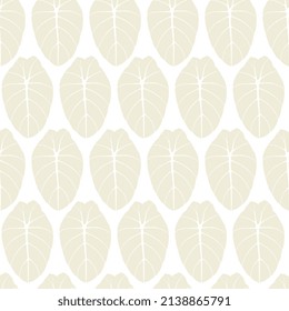 Alocasia plant leaf seamless texture, white and grey color  - Vector