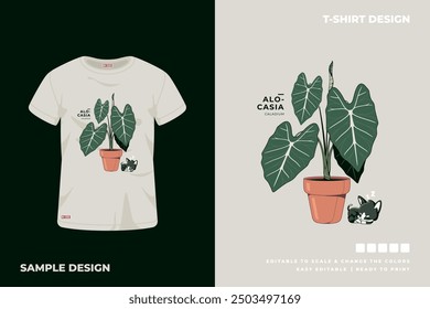 alocasia plant t shirt design