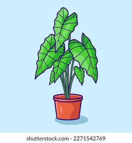 alocasia polly Vector, icono plano, diseño plano