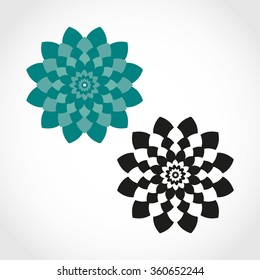 Aloe, agave. Molecule. Set. The color image and a black silhouette. Logo, symbol, sign. Abstract.