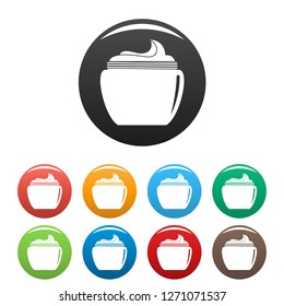 Aloe body cream icons set 9 color vector isolated on white for any design