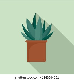 Aloe cactus pot icon. Flat illustration of aloe cactus pot vector icon for web design
