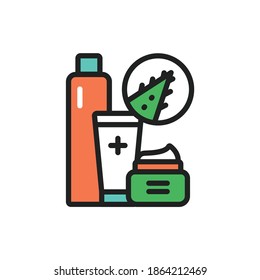 Aloe cosmetic color line icon. Vector illustration. Outline pictogram for web page, mobile app, promo