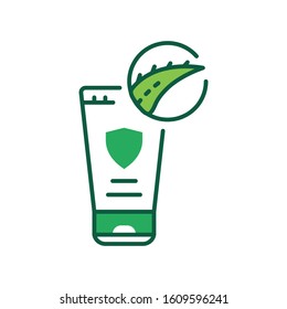Aloe cream color line icon. Cream with aloe in tube. Moisturizes and nourishes the skin. Skincare. Pictogram for web page, mobile app, promo. UI UX GUI design element. Editable stroke.