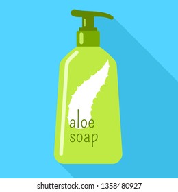 Aloe dispenser soap icon. Flat illustration of aloe dispenser soap vector icon for web design