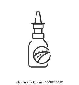 Aloe drops black line icon. Drops for nose with aloe extract. Helps with allergies and illnesses. Pictogram for web page, mobile app, promo. UI UX GUI design element. Editable stroke.