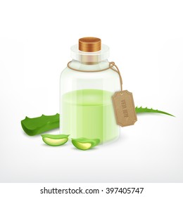 Aloe with essential oil. Health vector icon. EPS10