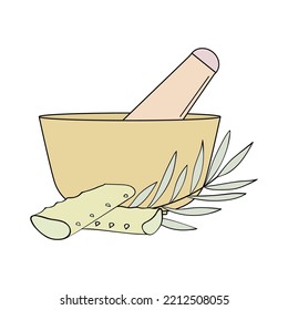 Aloe und Kräuter machen Gesichtsmaske zu Hause. Symbol für Hautpflegeprodukte
