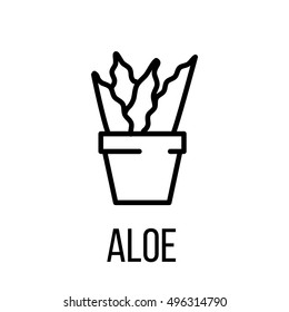 Aloe icon or logo in modern line style. High quality black outline pictogram for web site design and mobile apps. Vector illustration on a white background. 