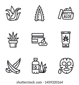 Aloe icon set. Outline set of 9 aloe vector icons for web design isolated on white background