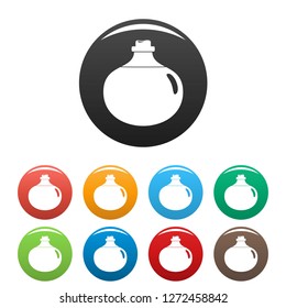 Aloe liquid icons set 9 color vector isolated on white for any design