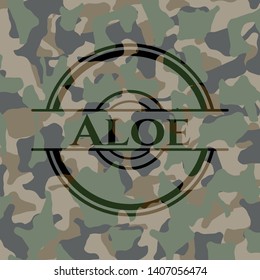 Aloe on camouflage pattern. Vector Illustration. Detailed.