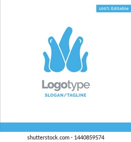 Aloe Plant, Aloe Vera, Natural, Succulent Plant Blue Solid Logo Template. Place for Tagline
