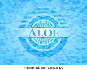 Aloe realistic light blue emblem. Mosaic background