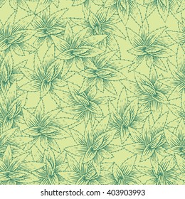 Aloe seamless pattern. Hand drawn vector illustration