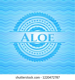 Aloe sky blue water wave emblem background.