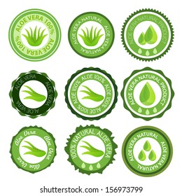 Aloe Stamp Or Element Vector Set