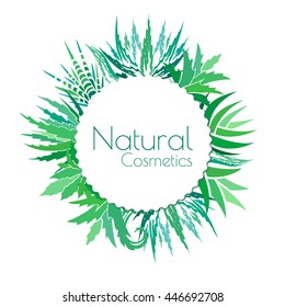 Aloe vera banner template. Label for natural and organic cosmetic products. Vector background with copy space.