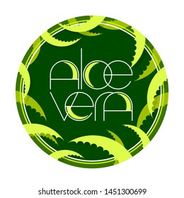 Aloe vera. Botanical design template. Isolated Aloe Vera leaf sign for cosmetic. 