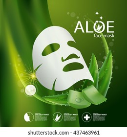 Aloe Vera Collagen Mask Serum And Background Concept Skin Care Cosmetic.