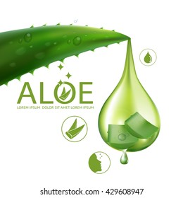  Aloe Vera collagen Serum and Background Concept Skin Care Cosmetic.