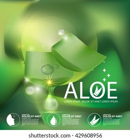  Aloe Vera collagen Serum and Background Concept Skin Care Cosmetic.