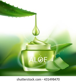 Aloe Vera collagen Serum and Background Concept Skin Care Cosmetic