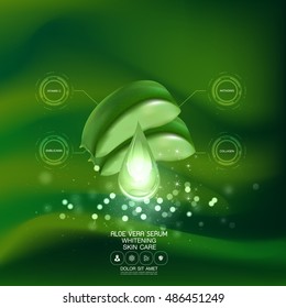 Aloe Vera collagen Serum and Background Concept Skin Care Cosmetic