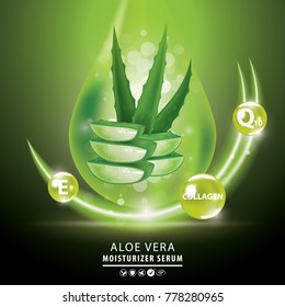 Aloe vera collagen vitamin skin care cream , serum banner vector illustration