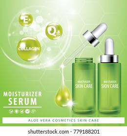 Aloe vera collagen vitamin skin care cream , serum banner vector illustration