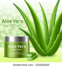 Aloe vera concept background. Realistic illustration of aloe vera vector concept background for web design