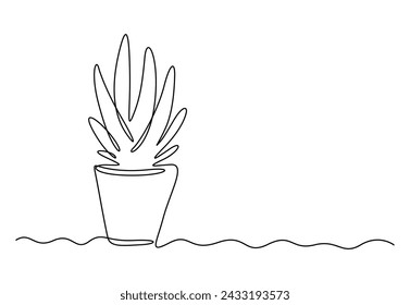 Aloe vera continuous single line drawing vector illustration. Free vector