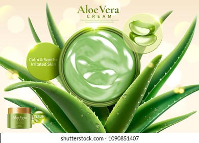 Aloe Vera Cream On Refreshing Succulent Stock Vector (Royalty Free ...