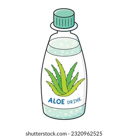 Aloe Vera drink bottle isolated cartoon vector illustration