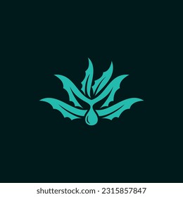 Aloe vera drop water logo vector illustration template, nature leaf aloe vera logo