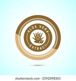 Aloe vera extract icon design illustration. Aloe vera badge label for product packaging, Gold color button design