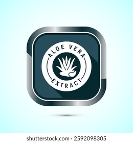 Aloe vera extract icon design illustration. Aloe vera badge label for product packaging, Gray color shadow button design