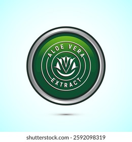 Aloe vera extract icon design illustration. Aloe vera badge label for product packaging, Green color round button design