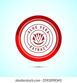 Aloe vera extract icon design illustration. Aloe vera badge label for product packaging, Red color button design