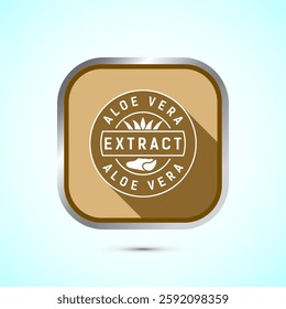 Aloe vera extract icon design illustration. Aloe vera badge label for product packaging, Gray color shadow button design