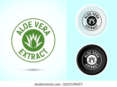 Aloe vera extract icon design illustration. Aloe vera badge label sign in color, black and white