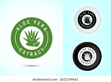 Aloe vera extract icon design illustration. Aloe vera badge label sign in color, black and white