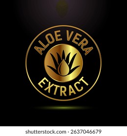 Aloe vera extract icon design illustration. Aloe vera badge label in gold color style
