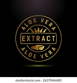 Aloe vera extract icon design illustration. Aloe vera badge label in gold color style