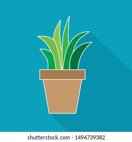 aloe vera in a flowerpot icon- vector illustration
