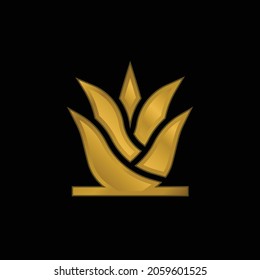 Aloe Vera gold plated metalic icon or logo vector